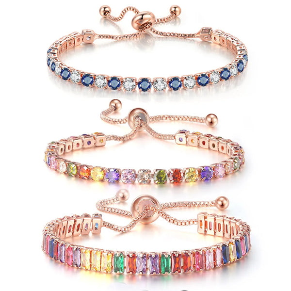 Armkette/ Armband in Roségold mit farbenfrohen Steinen