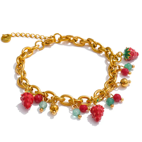 Armband mit Erdbeer-Anhängern